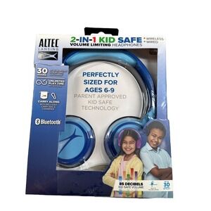 NEW Altec 2-in-1 Wireless Bluetooth Headphones Blue, #RW111624-80 Box Has Damage